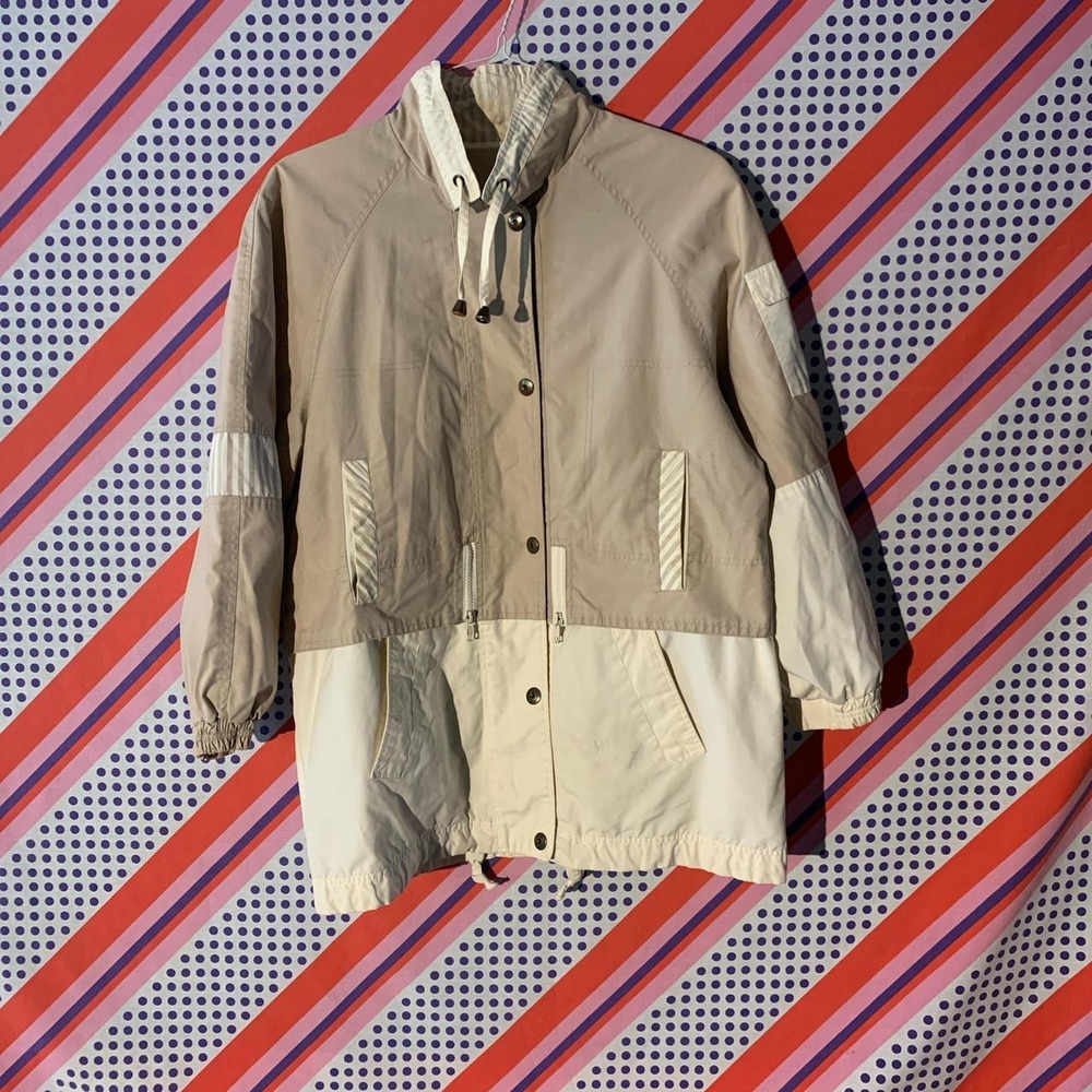 Braetan Vintage 90s Tan Cream Relaxed Fit Retro Windbreaker Jacket Medium